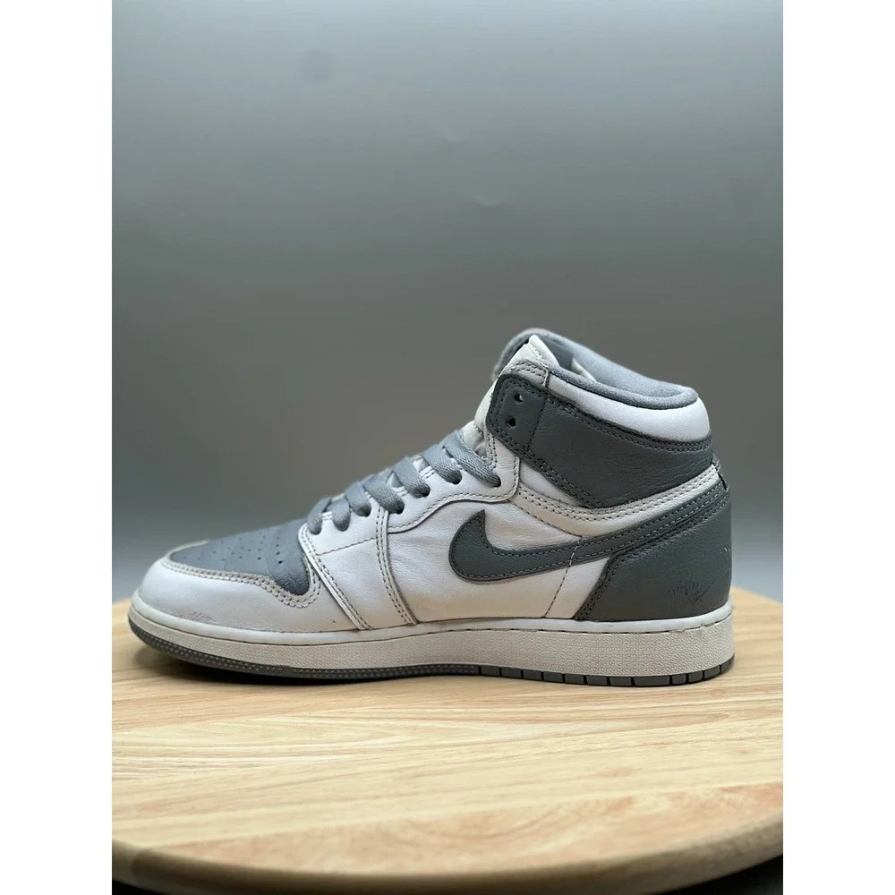 Nike 575441-037 Air Jordan 1 Retro High OG Stealth GS‎ 6Y Shoes White Grey READ